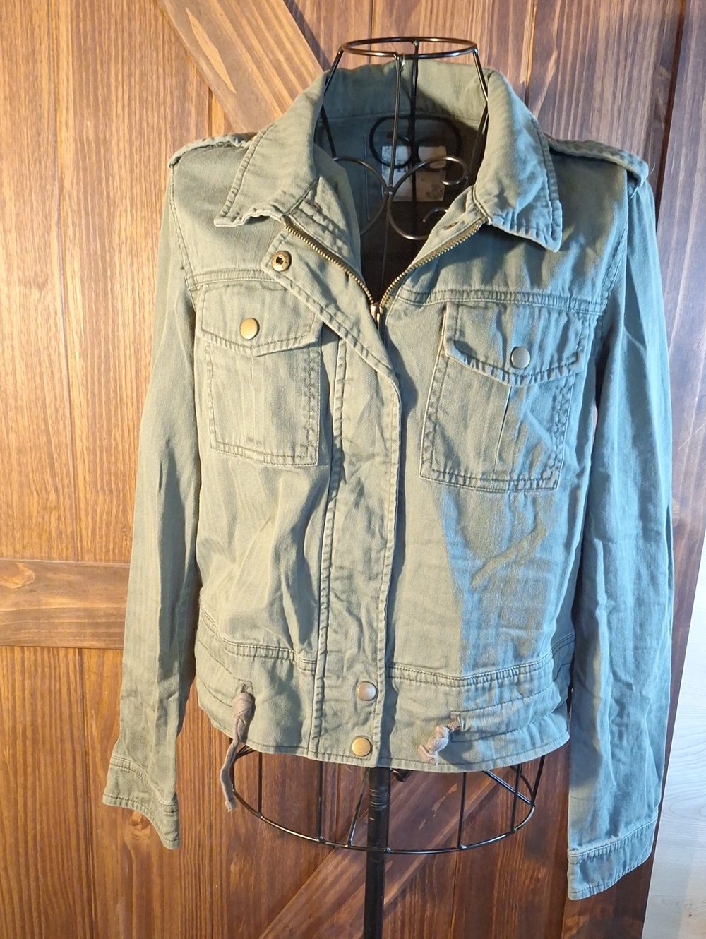 Utility Zip-Front Jacket in Olive Green